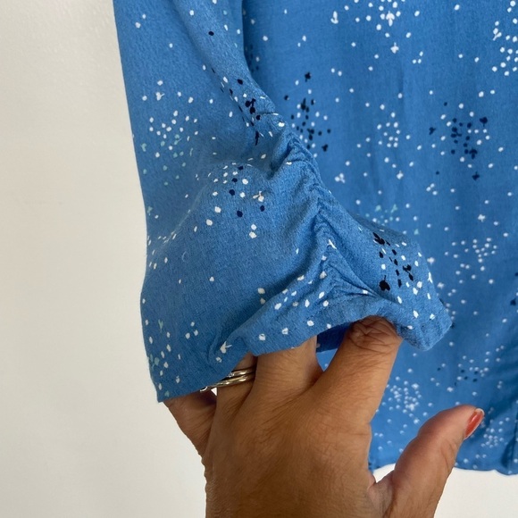 Croft & Barrow Women's Floral Top Size XL Color Blue 3/4 Sleeve Semi Sheer - Picture 5 of 12